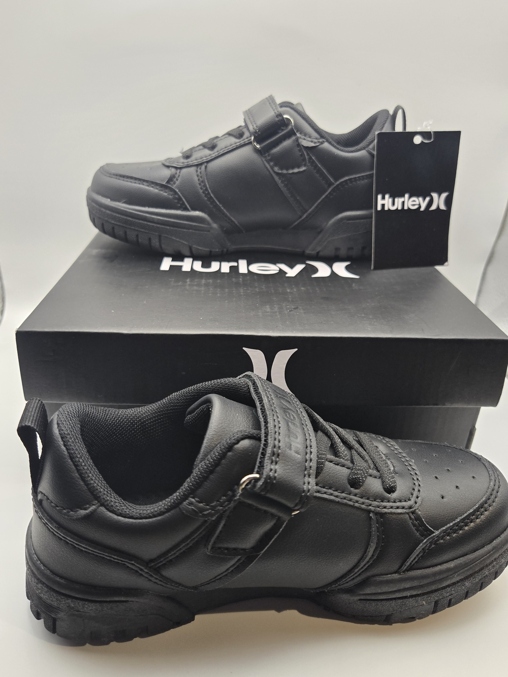 Hurley Black Kids Sneakers with Hook-and-Loop Strap Sz Boy Toddler 12